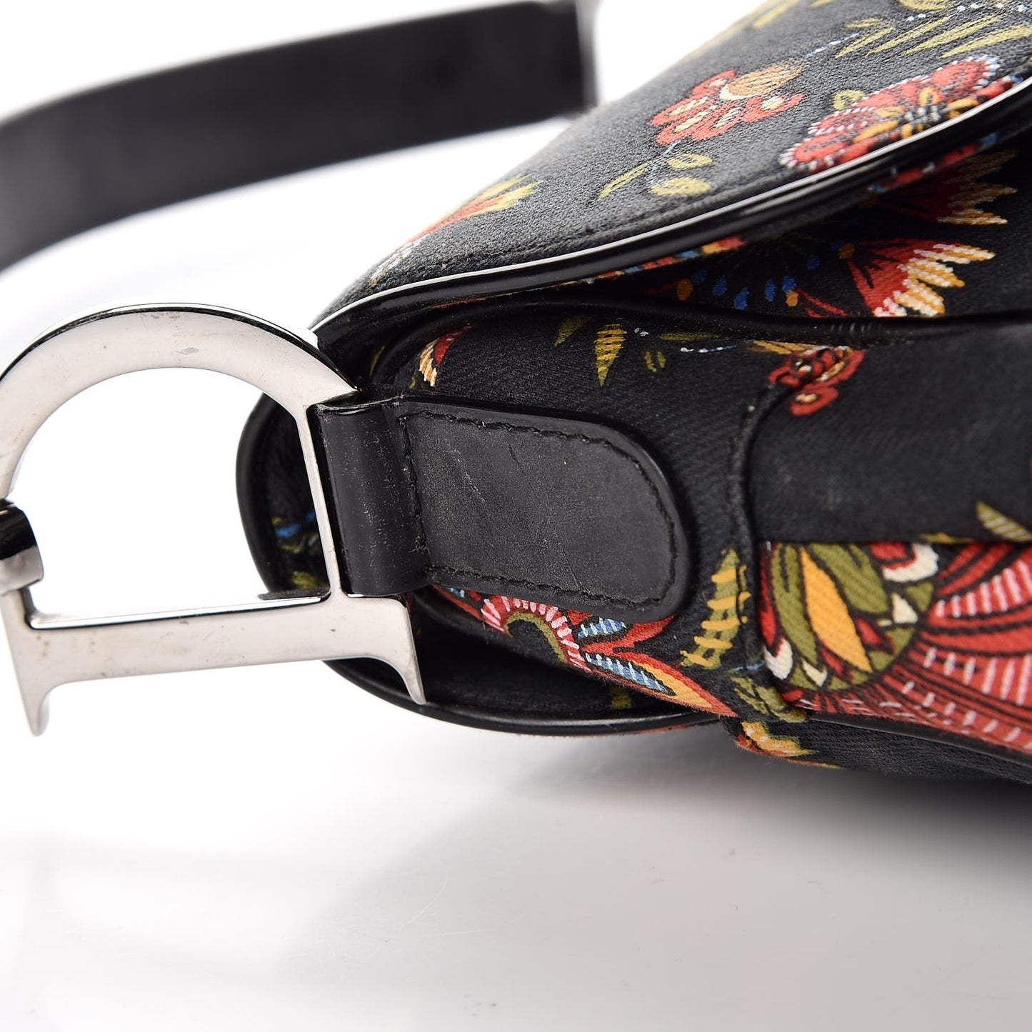 Canvas Floral Saddle Bag Black