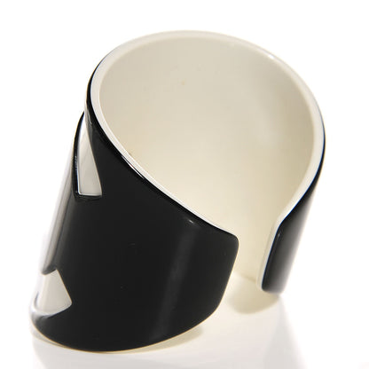 Chanel Resin CC Wide Cuff Black White 3 of 4