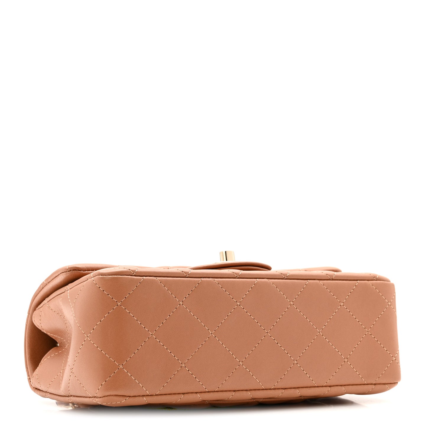 Lambskin Quilted Mini Rectangular Flap Brown