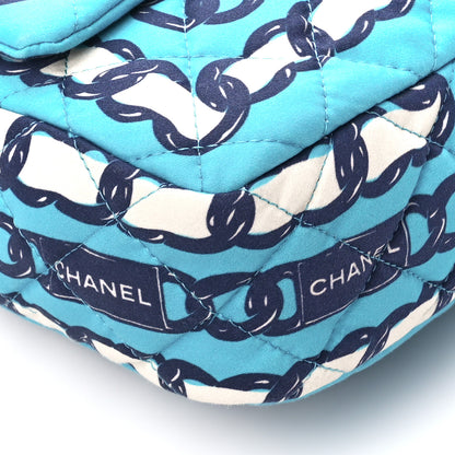 Chanel Silk Chain Printed Medium Single Flap Blue 10 of 12