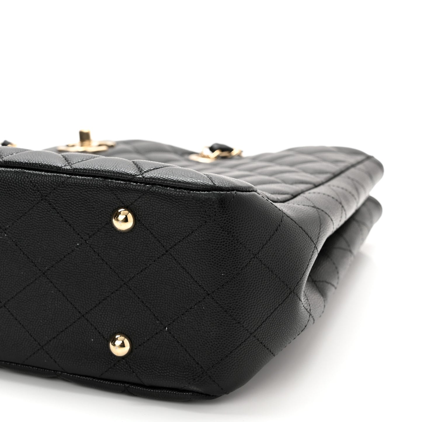 Caviar Quilted Large Shopping Tote Black