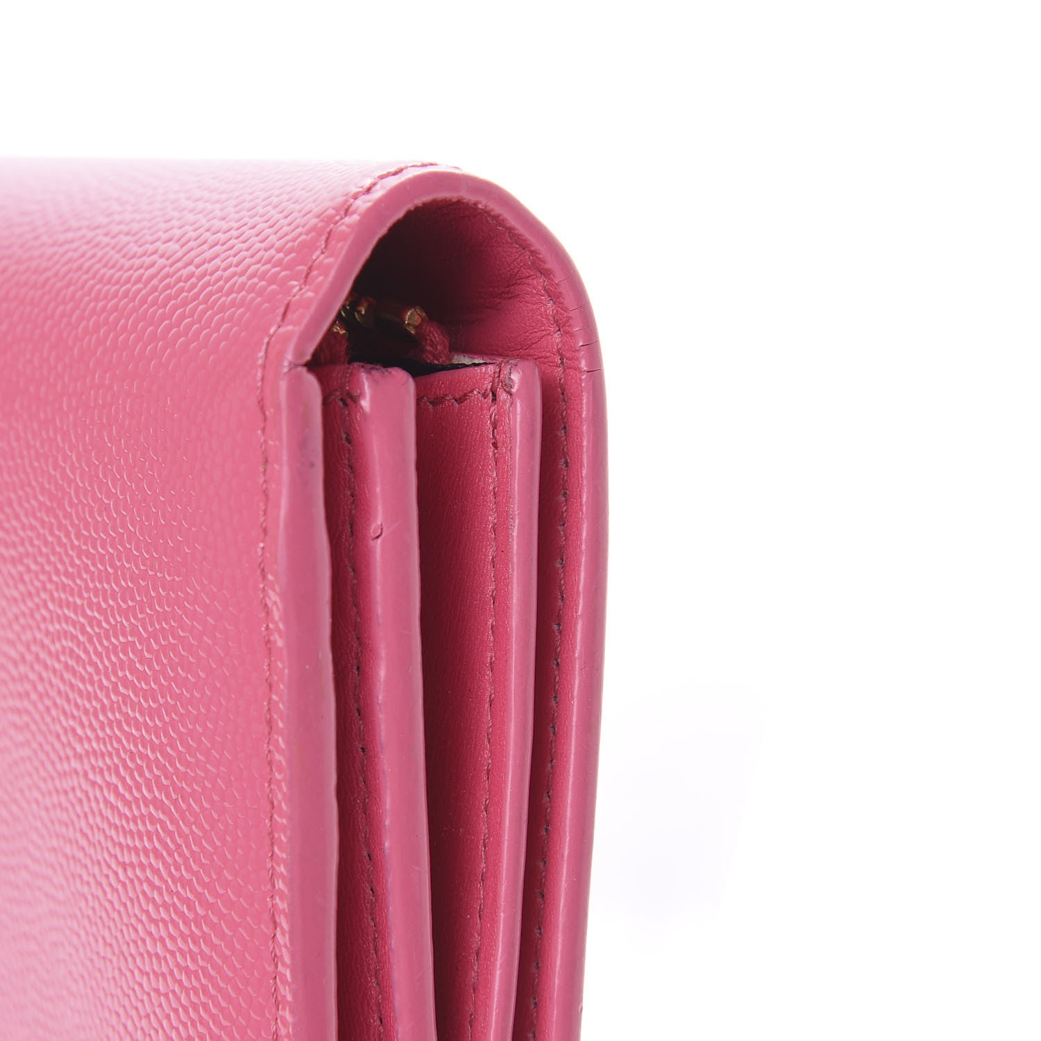 Saint Laurent Patent Grain de Poudre Classic Large Letters Flap Wallet Bubblegum 9 of 10