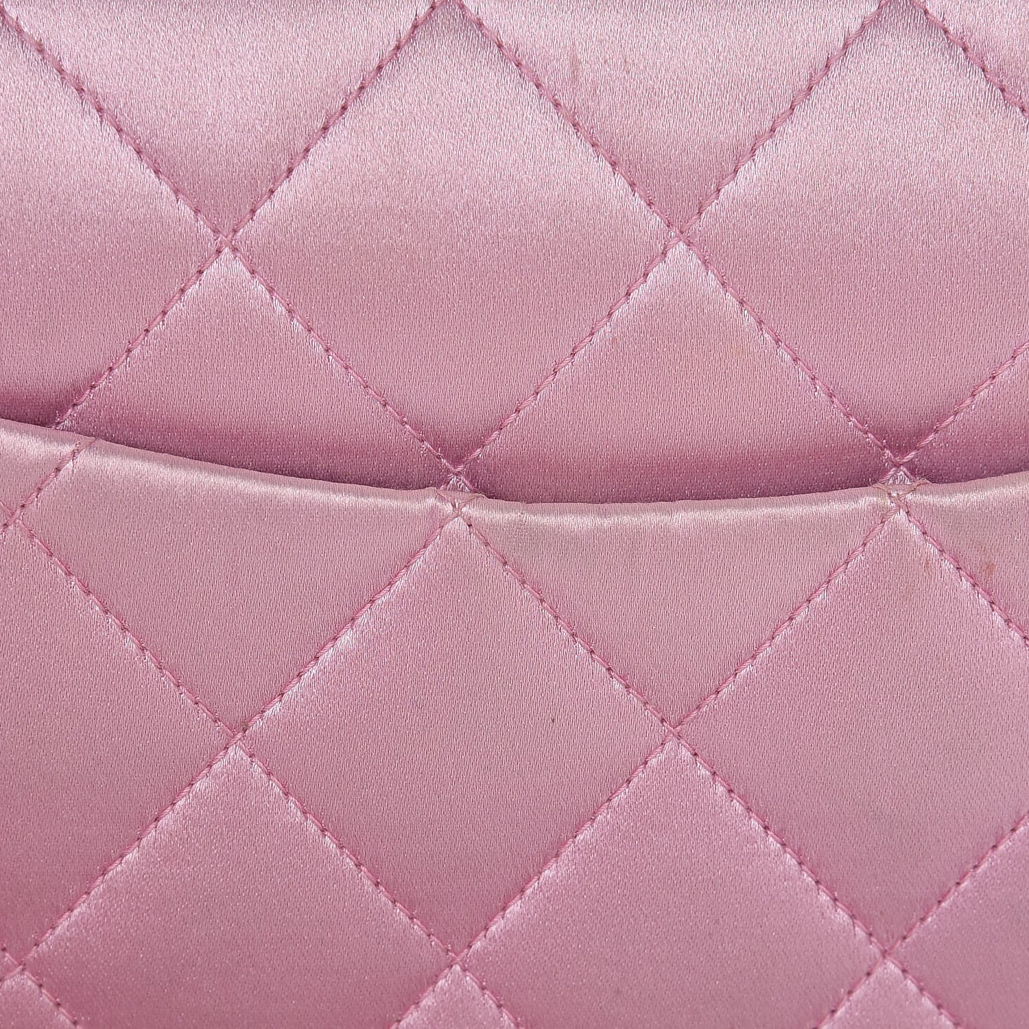 Chanel Satin Quilted Evening Bag Pink 10 of 18