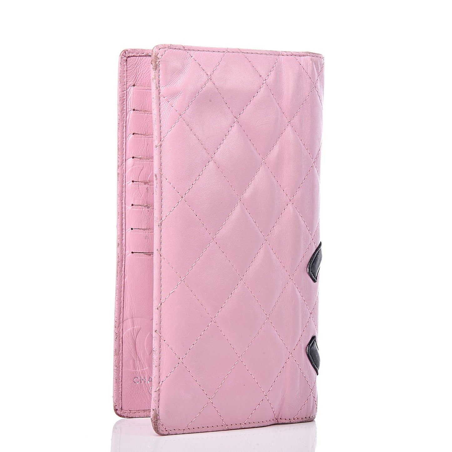 Calfskin Quilted Cambon Yen Wallet Pink