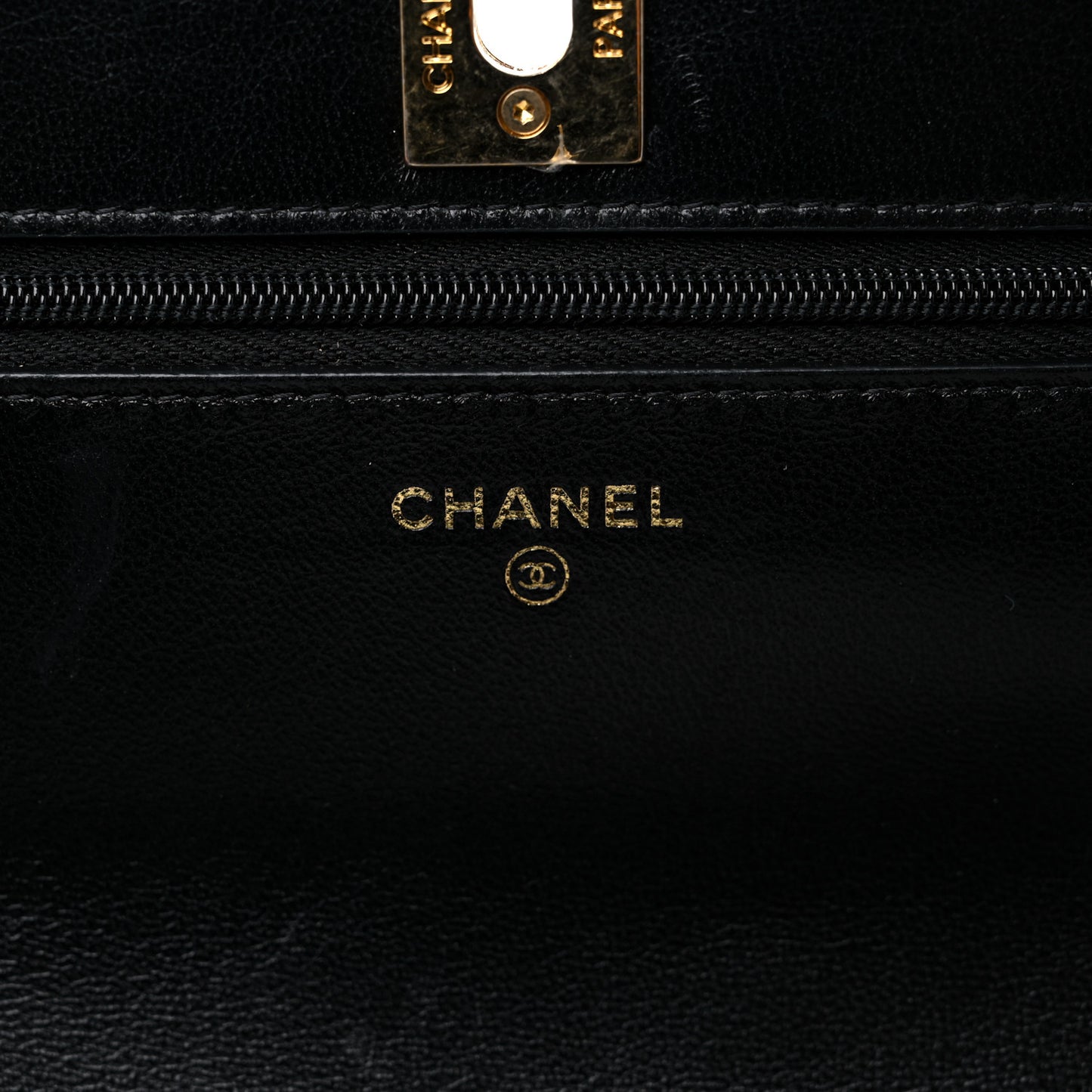 Shiny Lambskin Quilted Dynasty Wallet On Chain WOC Black