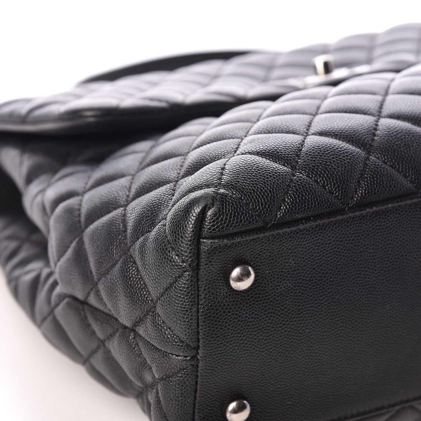 Caviar Quilted Large Coco Handle Flap Grey