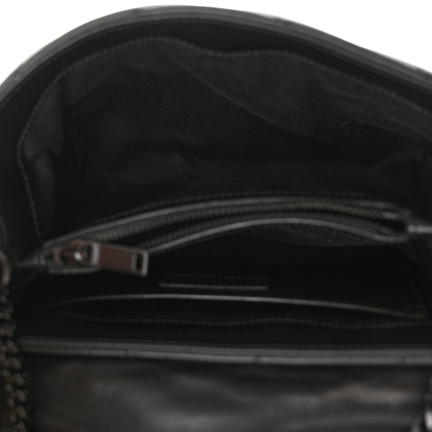 SAINT LAURENT Calfskin Y Quilted Monogram Monochrome Small Loulou Chain Satchel Black