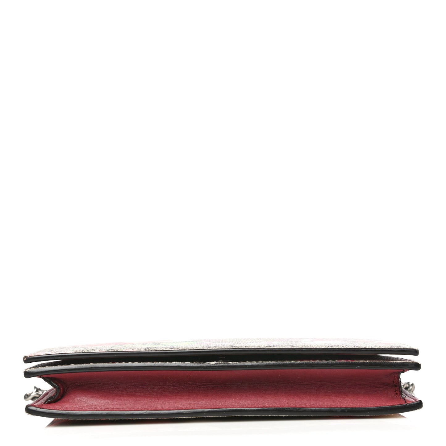 GG Supreme Monogram Blooms Chain Wallet Beige Multicolor Dry Rose
