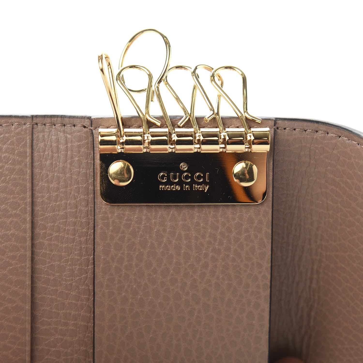 Gucci Dollar Calfskin GG Supreme Monogram GG Marmont 6 Key Holder Case Porcelain Rose Beige Ebony 7 of 8