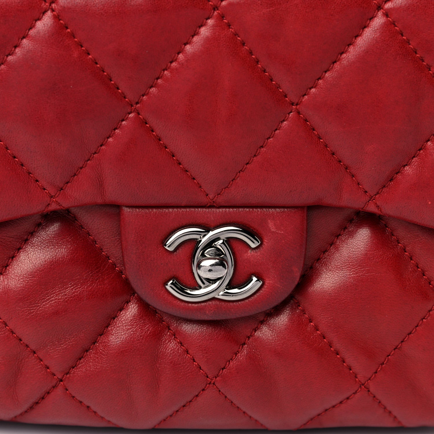 Chanel Lambskin Quilted Mini Chanel 3 Flap Red 8 of 22