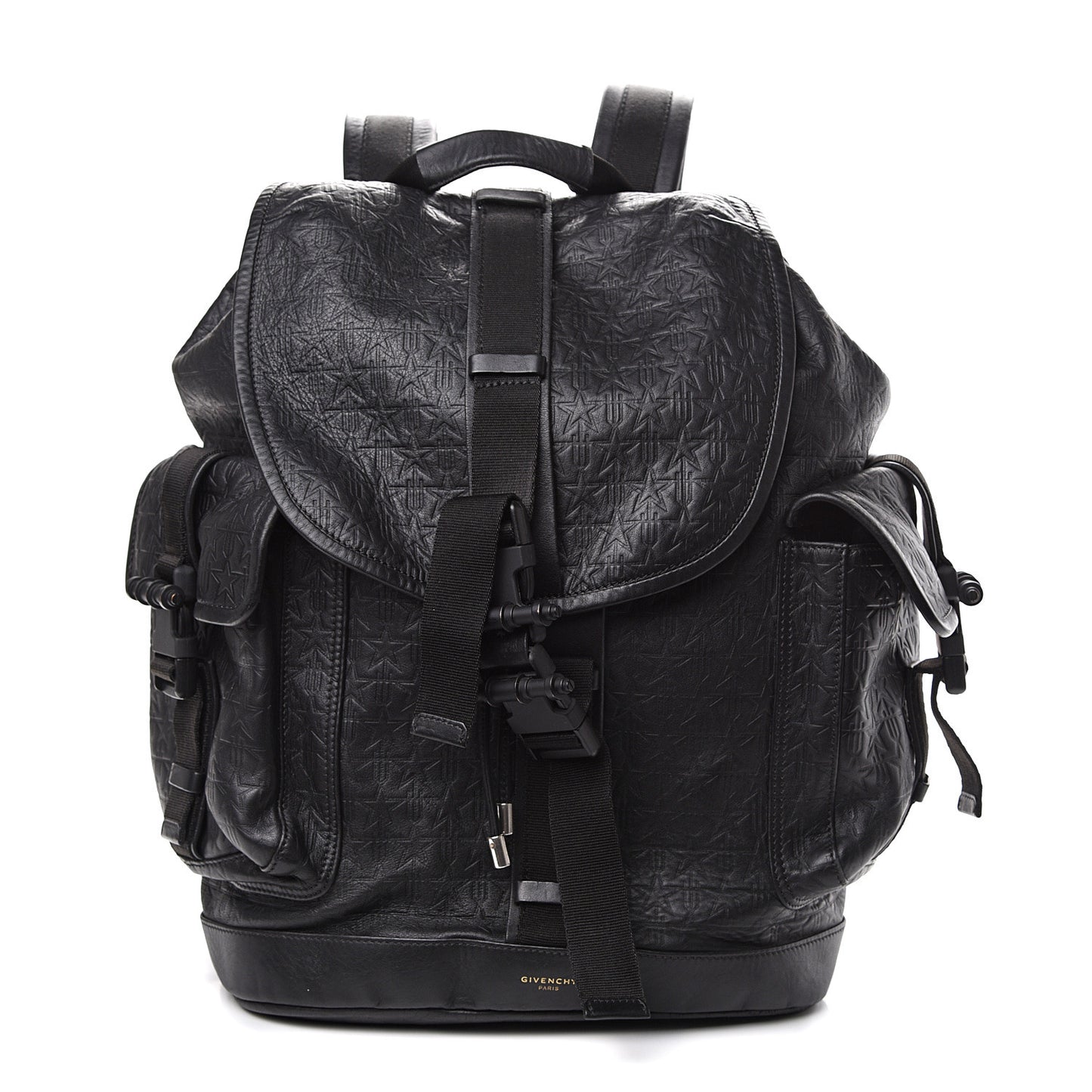 Calfskin Star Embossed Obsedia Backpack Black