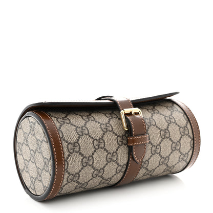 Gucci GG Supreme Monogram Calfskin Watch Travel Case Beige Ebony Brown Sugar 5 of 12