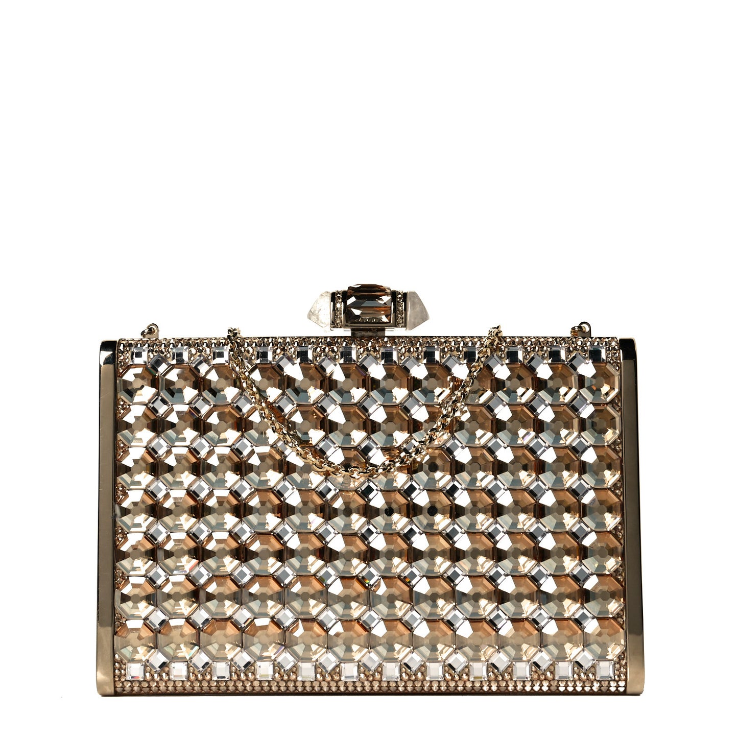Crystal Minaudiere Clutch Gold