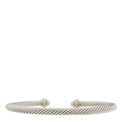 David Yurman Sterling Silver 18K Yellow Gold Pearl 4mm Cable Classics Bracelet 2 of 3