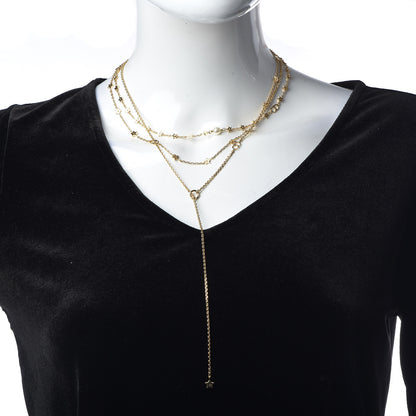 Christian Dior Metal Pearl CD Multi Strand Necklace Gold 2 of 4