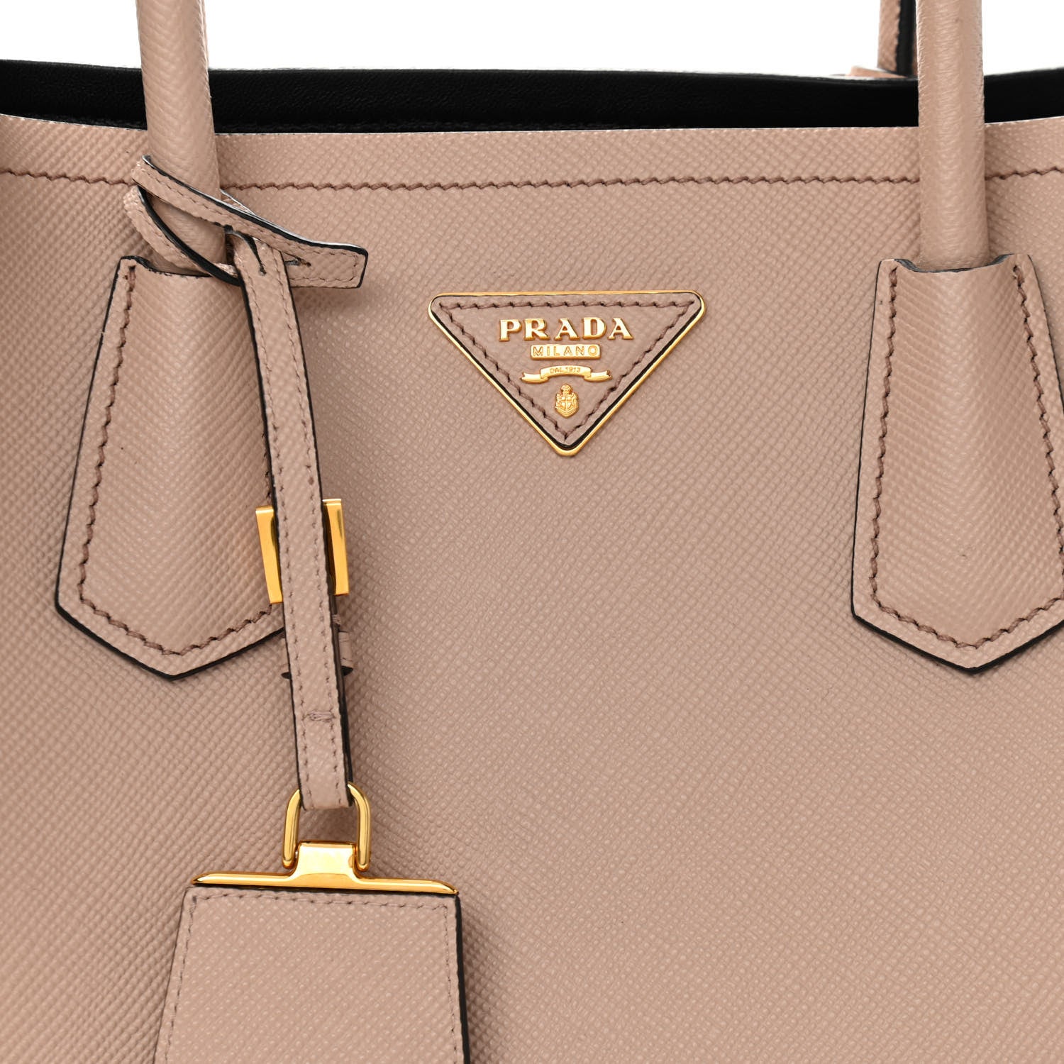 Prada Saffiano Cuir Medium Double Bag Cammeo Black 8 of 10