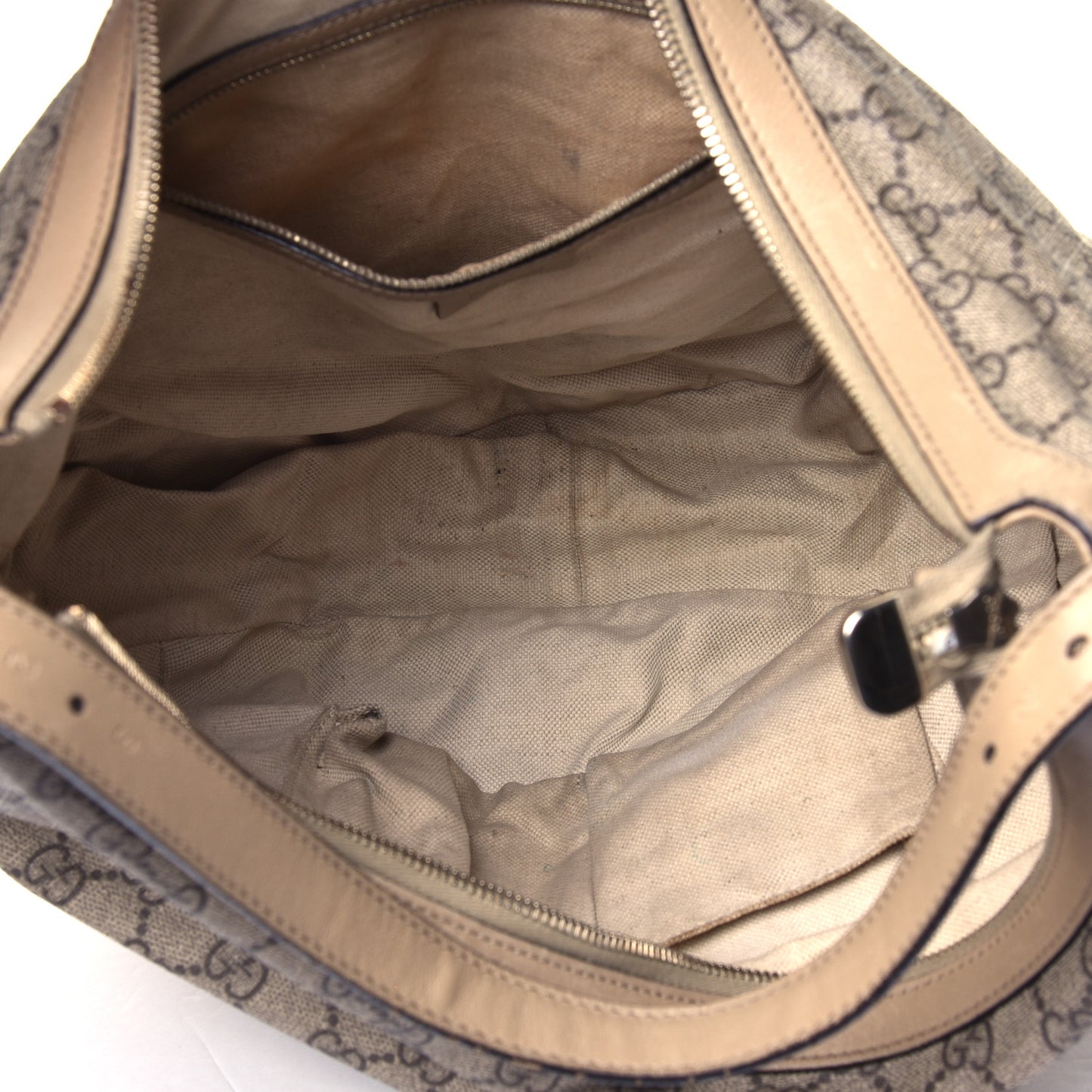 GG Supreme Monogram Medium Nice Hobo Beige