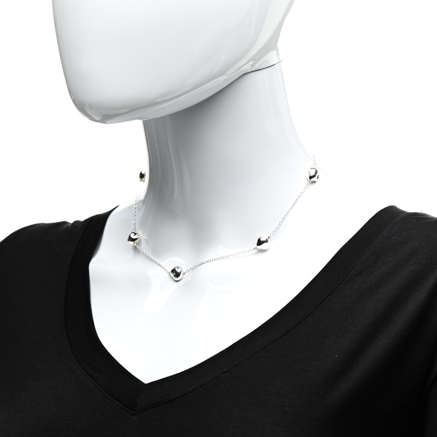 Sterling Silver 10mm Elsa Peretti Nugget Station Necklace