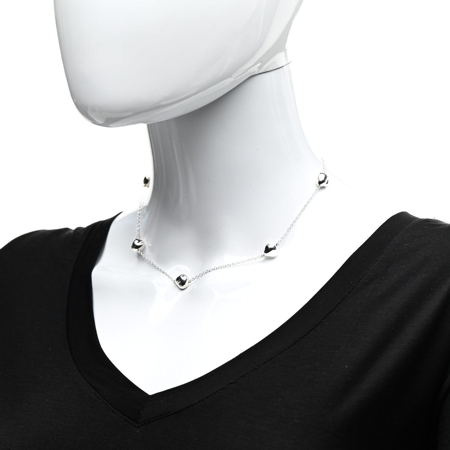 Tiffany Sterling Silver 10mm Elsa Peretti Nugget Station Necklace 2 of 5