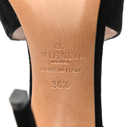 Valentino Garavani Suede Rockstud Lovestud Ankle Strap 100 Sandals 36.5 Black 6 of 9