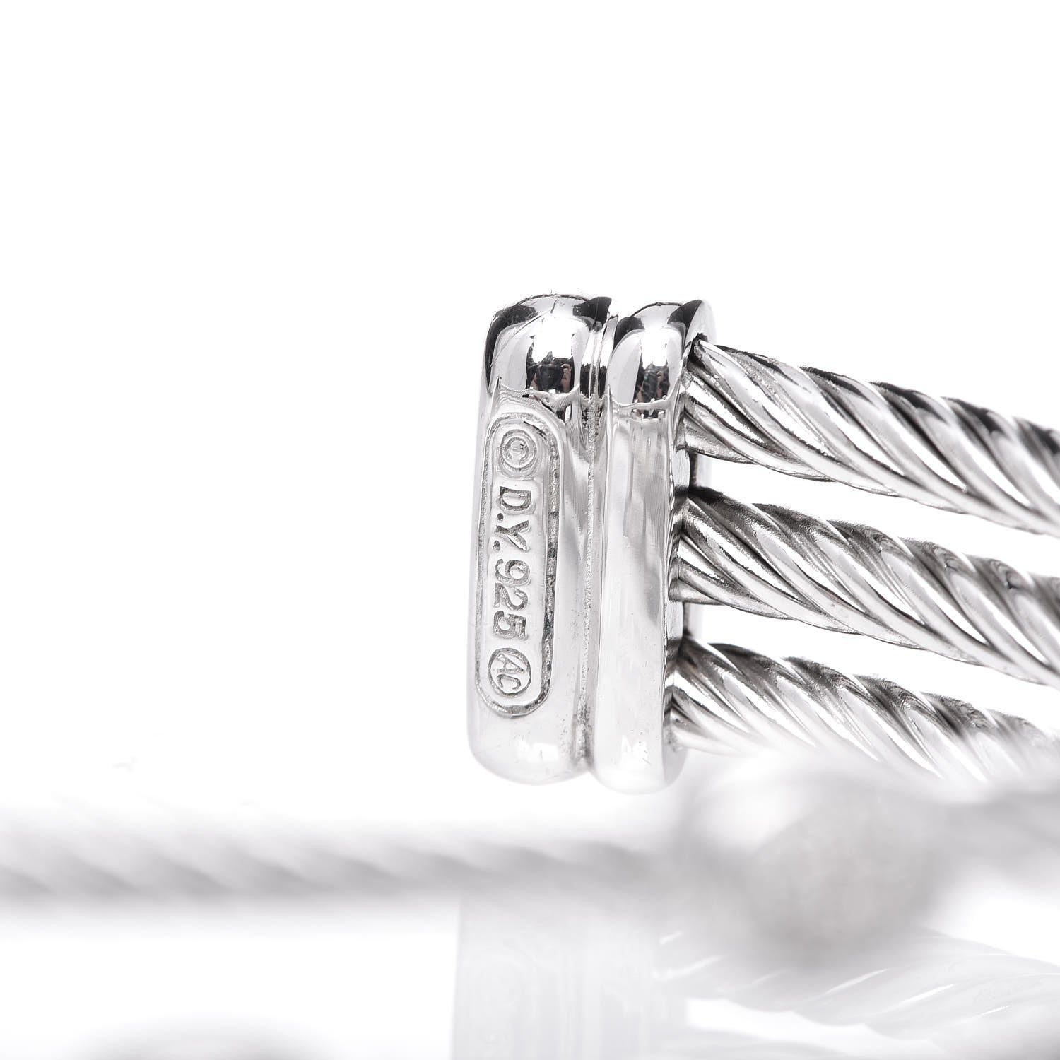 David Yurman Sterling Silver Diamond Three Row Confetti Cuff Bracelet 4 of 4