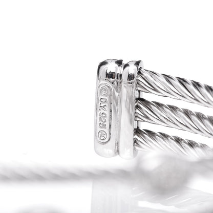 David Yurman Sterling Silver Diamond Three Row Confetti Cuff Bracelet 4 of 4