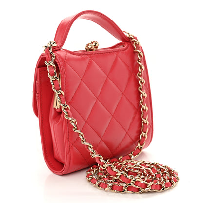 Chanel Shiny Calfskin Quilted Clutch With Chain Red 3 of 11