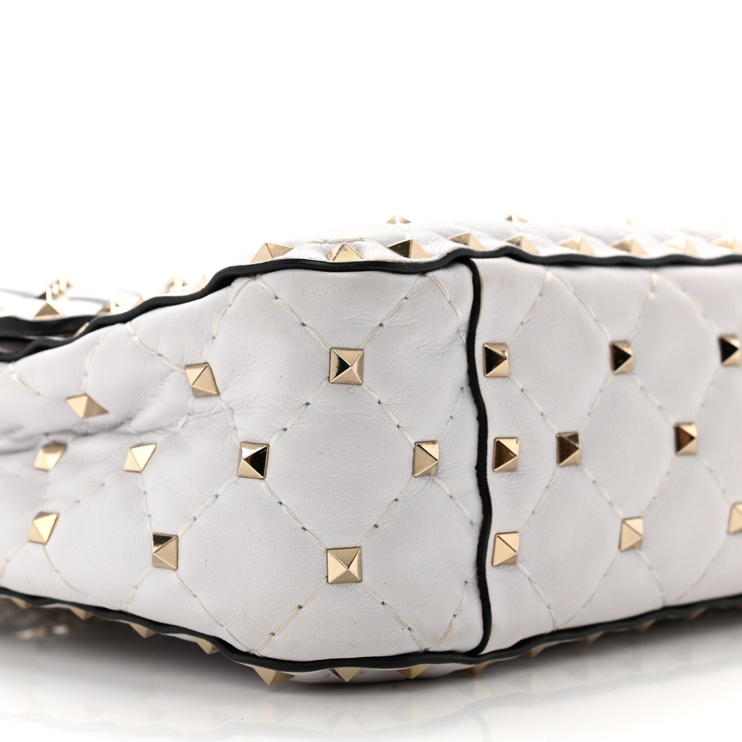 Lambskin VLTN Print Medium Rockstud Spike Shoulder Bag Optic White Black