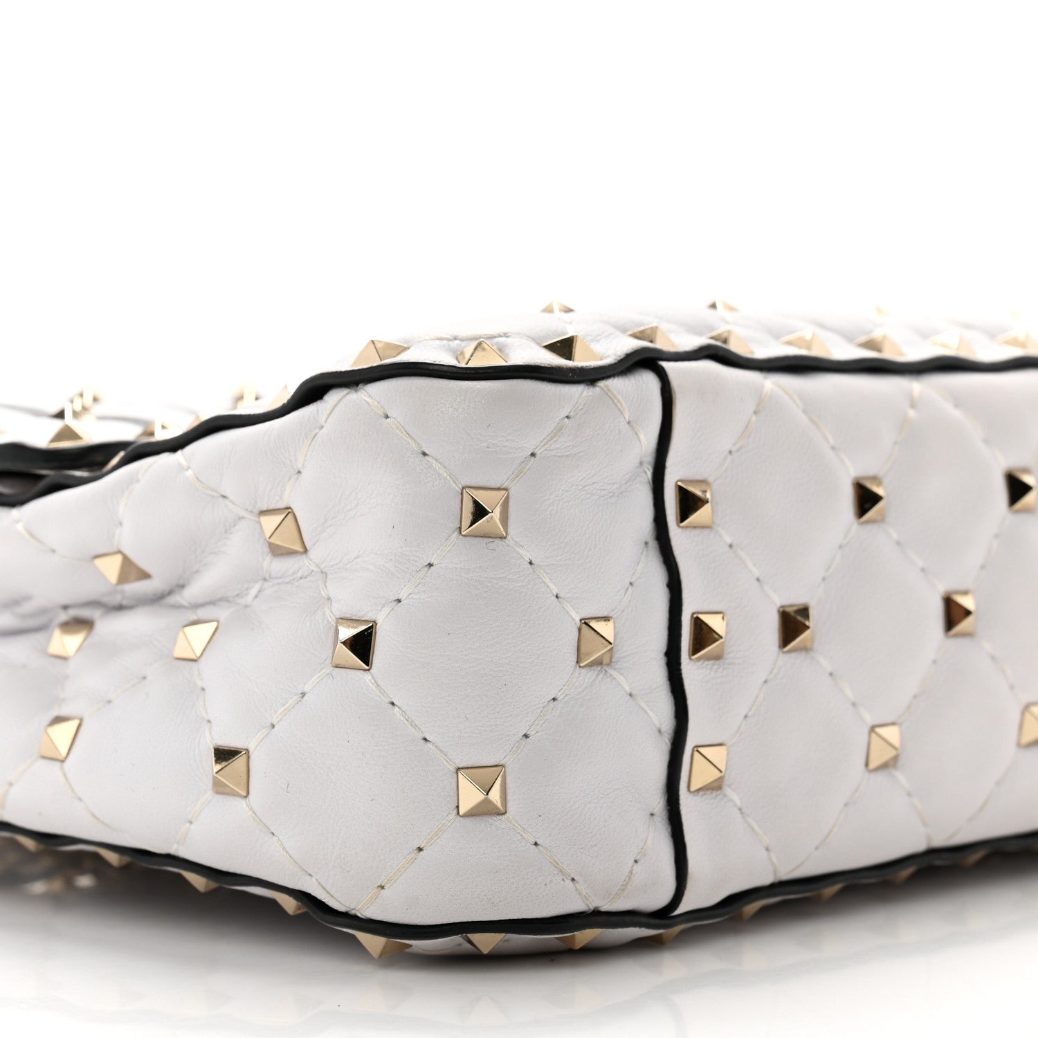 Valentino Garavani Lambskin VLTN Print Medium Rockstud Spike Shoulder Bag Optic White Black 8 of 14