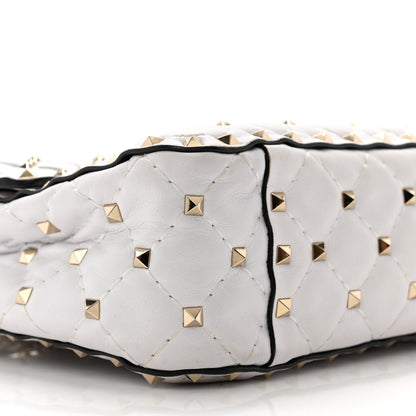 Valentino Garavani Lambskin VLTN Print Medium Rockstud Spike Shoulder Bag Optic White Black 8 of 14