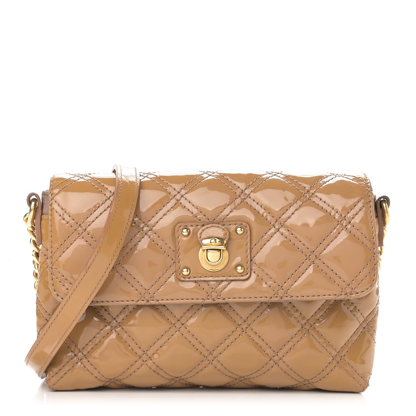 Patent Quilted Crossbody The Small Single Flap Beige