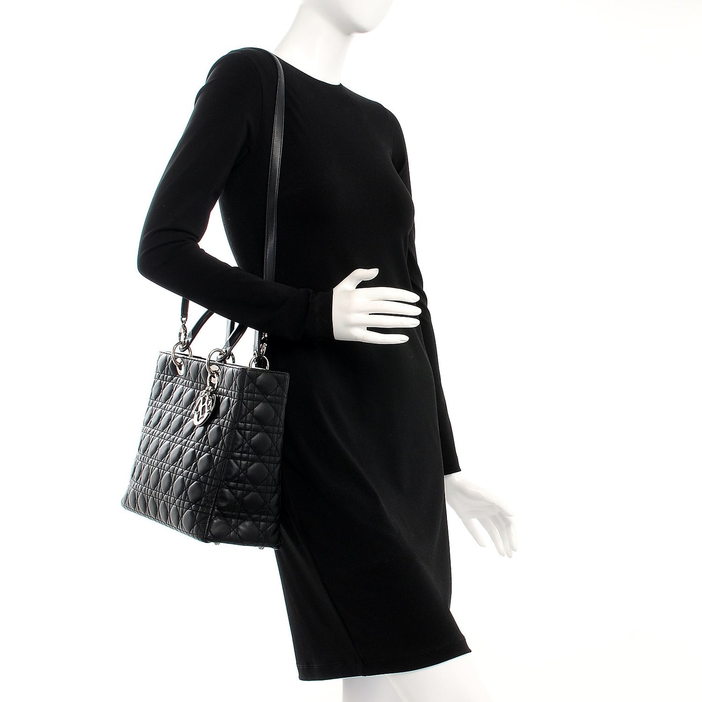 Lambskin Cannage Large Lady Dior Black
