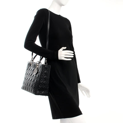 Christian Dior Lambskin Cannage Large Lady Dior Black 2 of 9