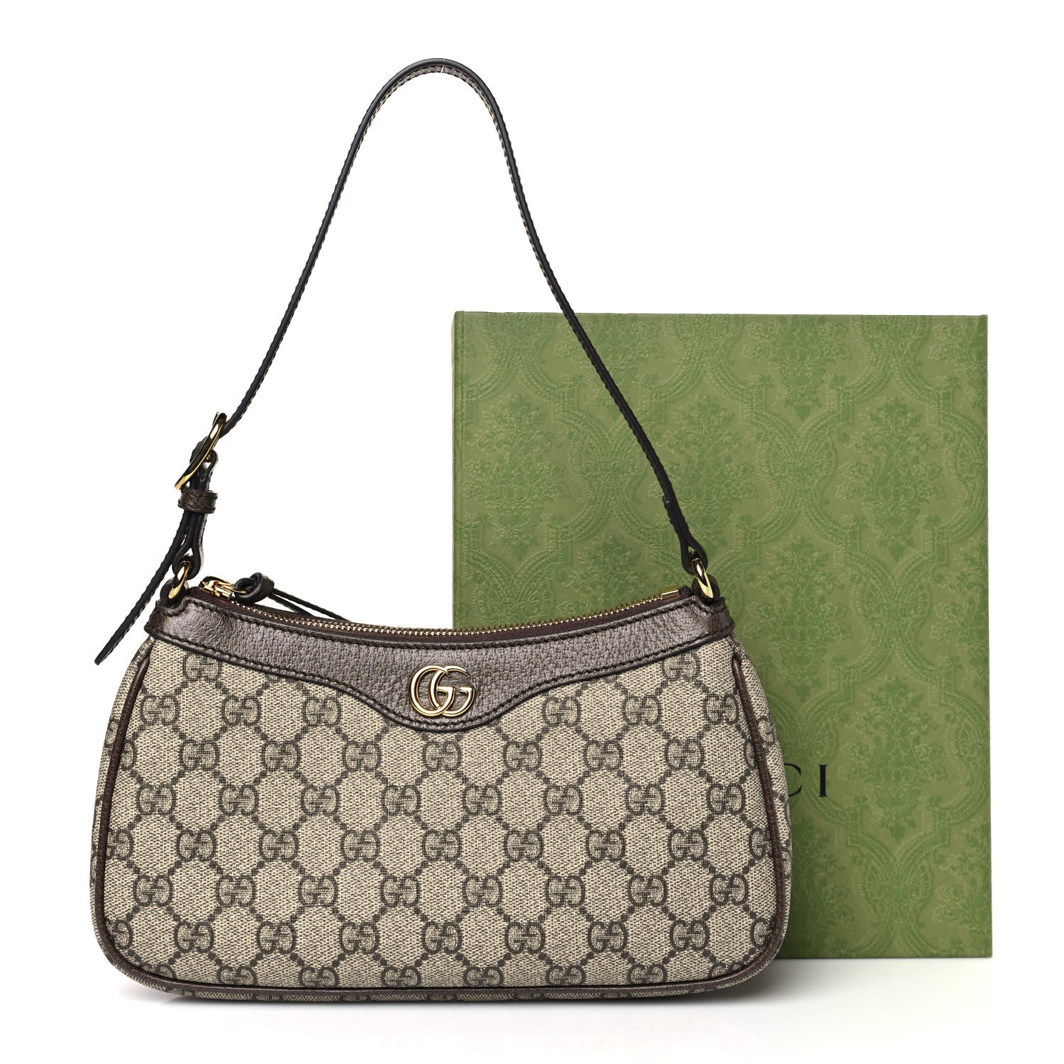 Gucci GG Supreme Monogram Textured Dollar Calfskin Small Ophidia Hobo Beige Ebony New Acero 10 of 10