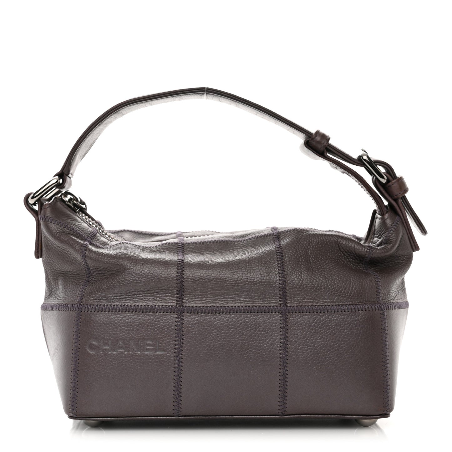 Metallic Caviar Square Stitched Bag Purple