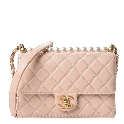 Chanel Lambskin Quilted Small Chic Pearls Flap Beige 1 of 10