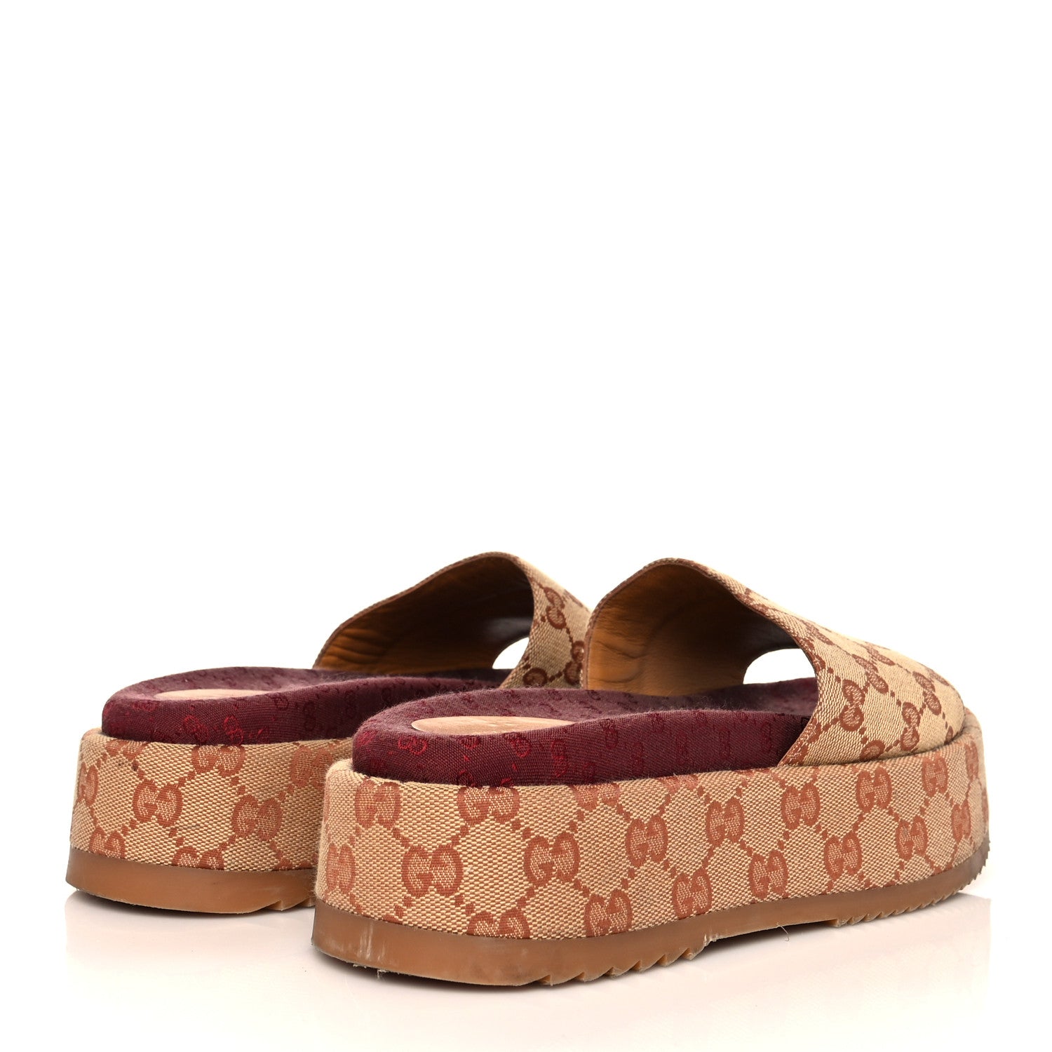 Gucci Canvas GG Monogram Angelina Platform Slide Sandals 39.5 Beige Ruggine 4 of 7