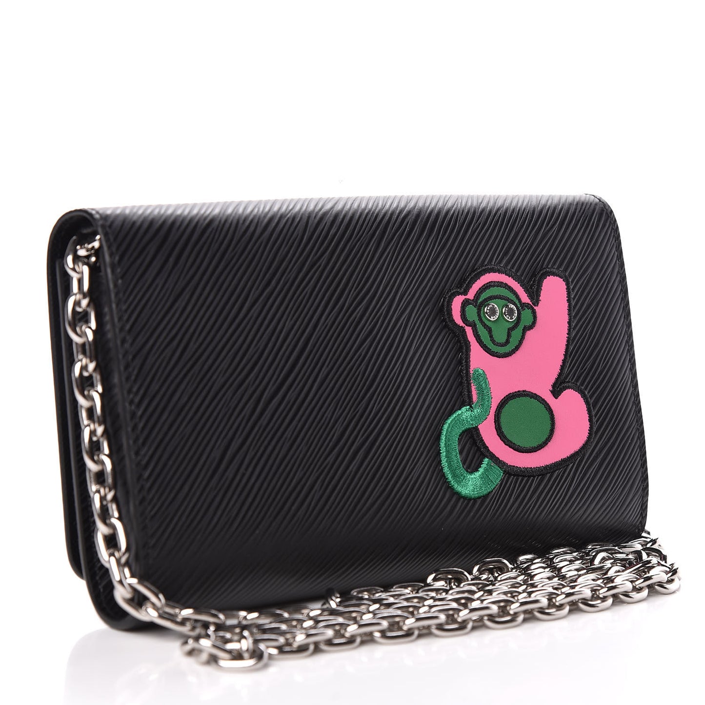 Epi LV Stories Twist Chain Wallet Black