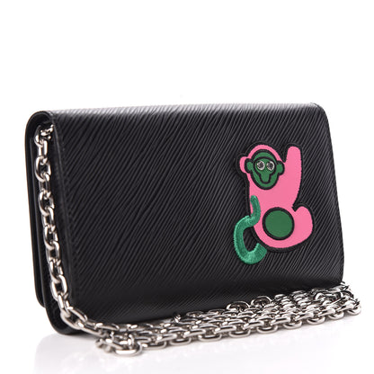 Louis Vuitton Epi LV Stories Twist Chain Wallet Black 3 of 12