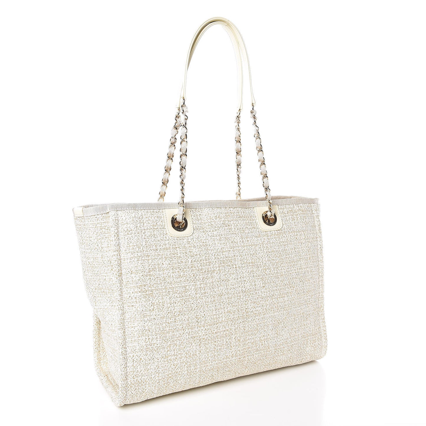 Woven Straw Raffia Small Deauville Tote Light Beige