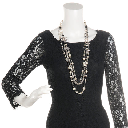 Chanel Pearl Beaded CC Necklace Black White 2 of 5