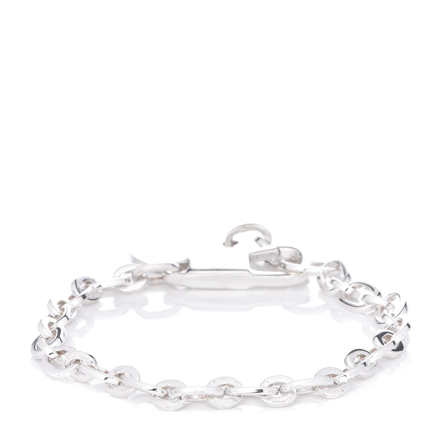 Sterling Silver Link Round Charm Bracelet