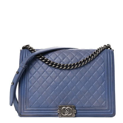 Chanel Lambskin Quilted Large Boy Flap Light Blue 1 of 29