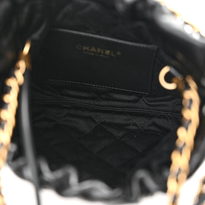 Chanel Shiny Crumpled Calfskin Quilted Pearl Mini Chanel 22 Black 5 of 11