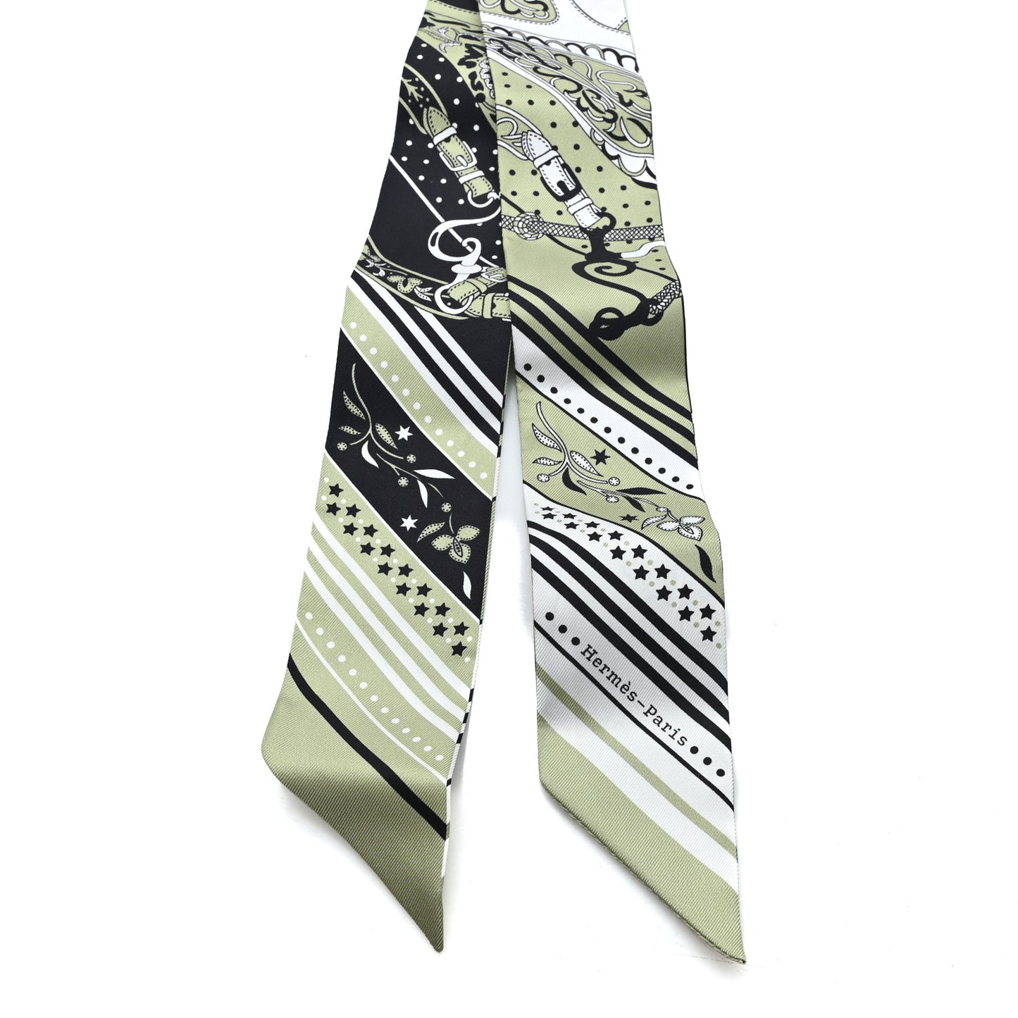 Silk Festival Des Amazones Twilly Pistachio Black White