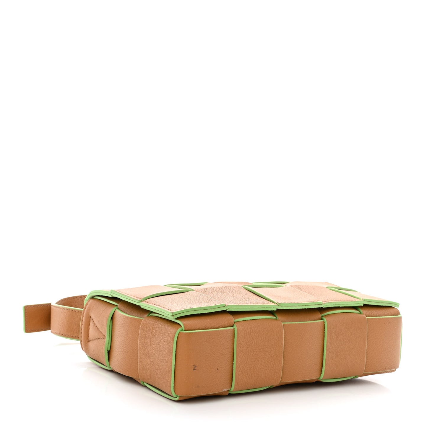 Grained Calfskin Maxi Intrecciato Cassette Crossbody Bag Caramel Pistachio