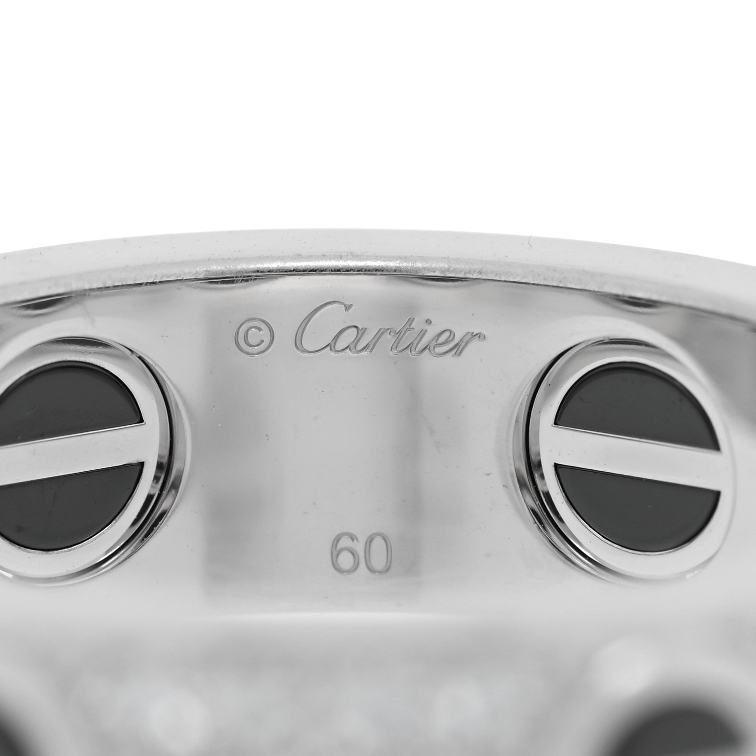 Cartier 18K White Gold Diamond Ceramic LOVE Paved Ring 60 9 4 of 5