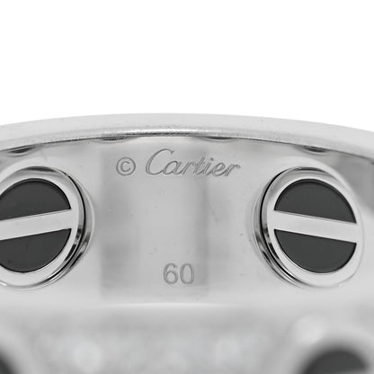 Cartier 18K White Gold Diamond Ceramic LOVE Paved Ring 60 9 4 of 5