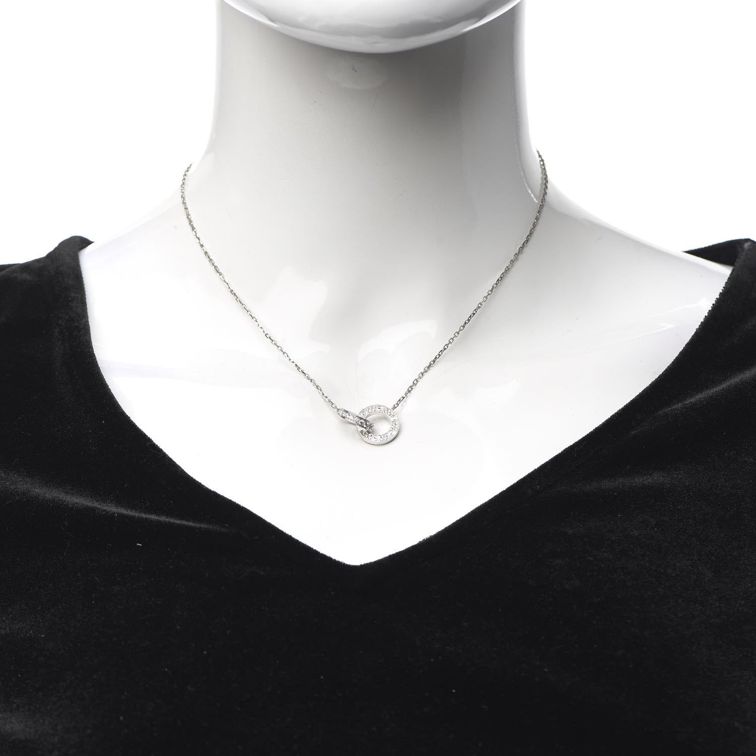 Cartier 18K White Gold Diamond Interlocking LOVE Paved Necklace 2 of 7