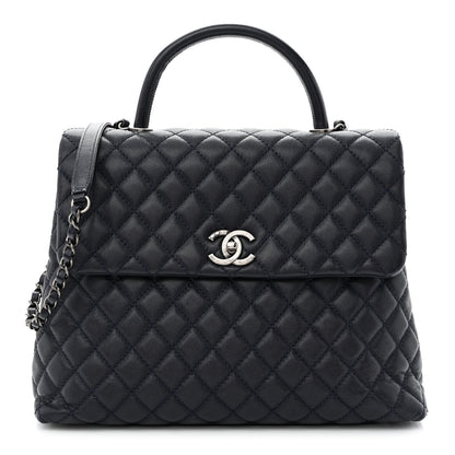Chanel Caviar Quilted Large Coco Handle Flap Navy 1 of 12